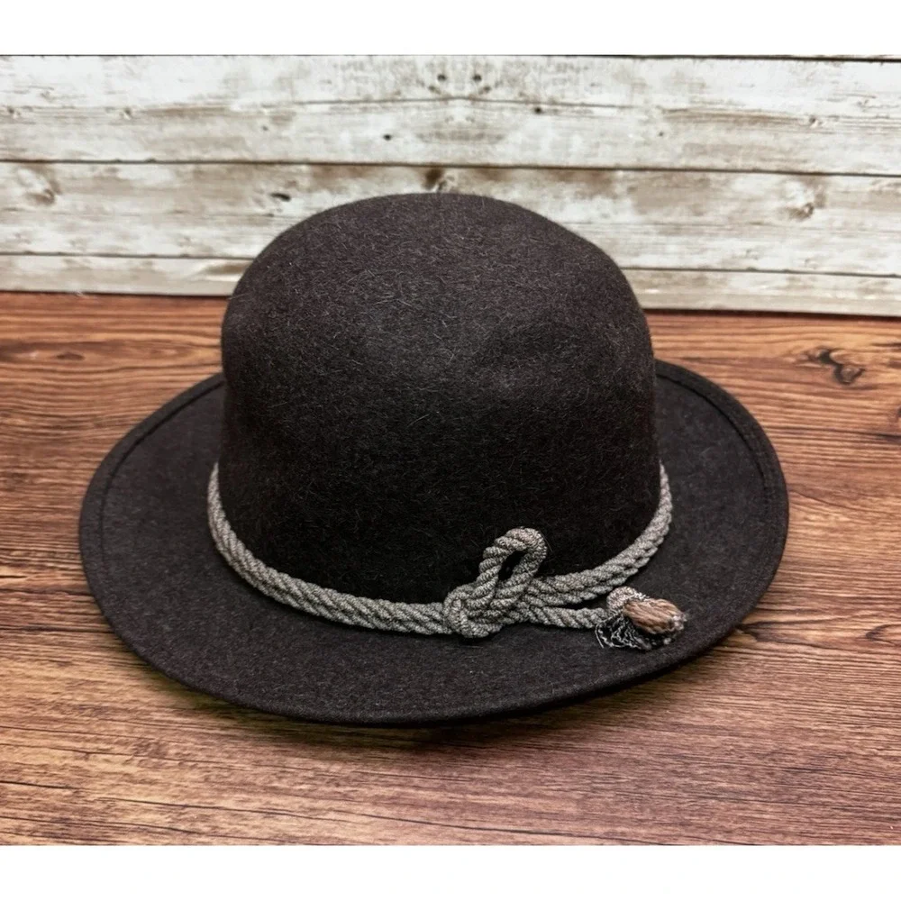 VTG Mallory Wool Fedora Hat with Decorative Rope Band Western Style‎